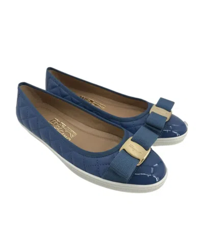 Ferragamo Logo Flat Shoes In Blue