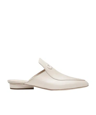 Ferragamo Logo Flat-soled Muller Shoes In White