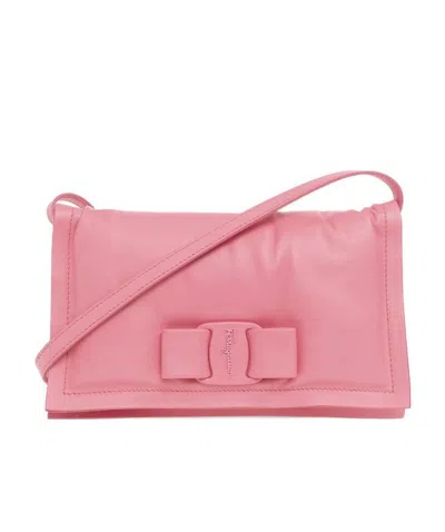 Ferragamo Logo Flip Mini Shoulder Bag In Pink