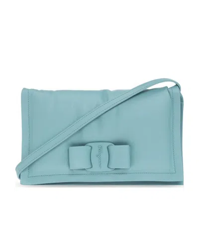 Ferragamo Logo Flip Shoulder Bag In Blue