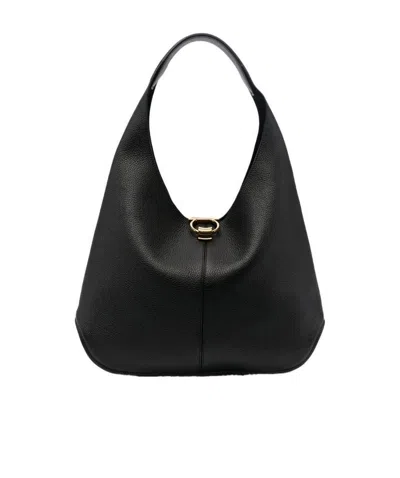 Ferragamo Logo Grain Handbag In Black