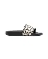Ferragamo Logo Groovy Gancini Printed Slippers In Black