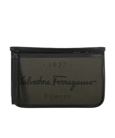 Ferragamo Logo Hand-held Bag In Black