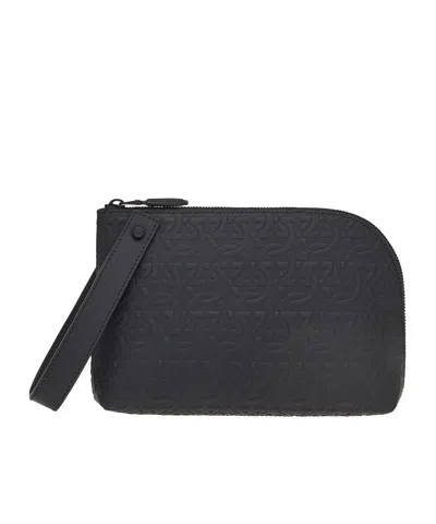 Ferragamo Logo Hand-held Bag In Black