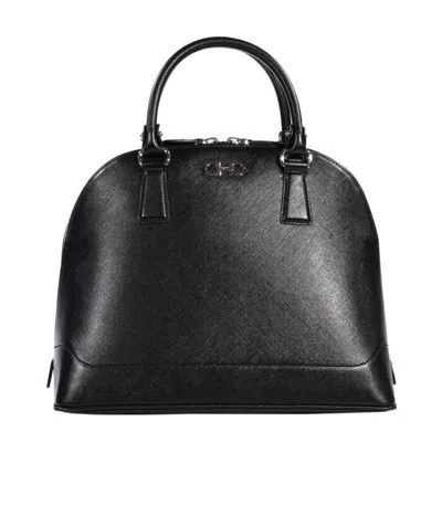 Ferragamo Logo Handbag In Black