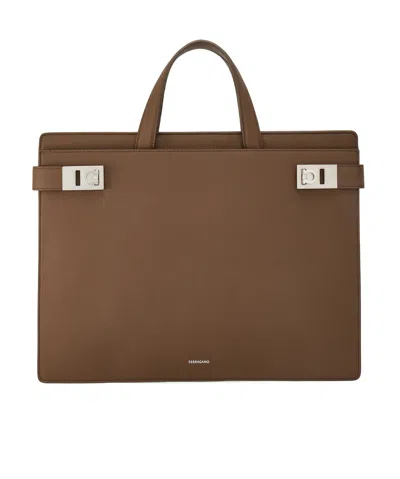 Ferragamo Logo Handbag In Green