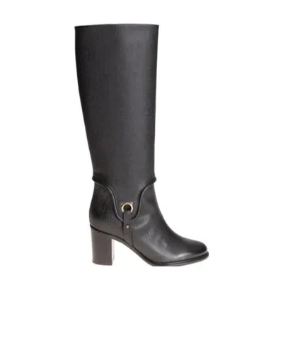 Ferragamo Logo High Boots In Black