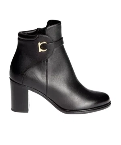 Ferragamo Logo High-heeled Boots In Black