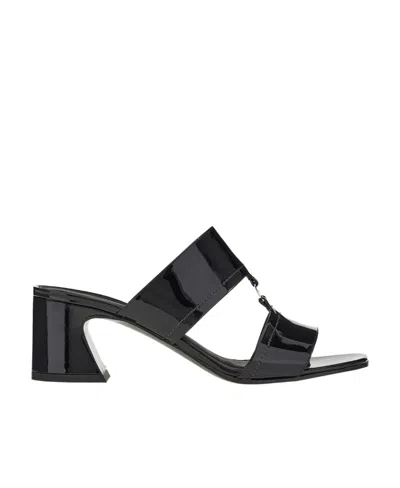 Ferragamo Logo High-heeled Sandals In Black
