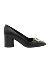 Ferragamo Pania Leather Medallion Pumps In Black