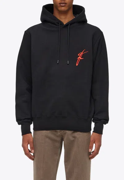 Ferragamo Logo-embroidered Cotton Hoodie - Men's - Cotton In Black