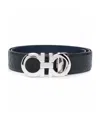 Ferragamo Reversible Leather Belt With Gancini Logo In Black