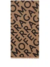 Ferragamo Logo Intarsia-knit Fringed Scarf In Neutrals