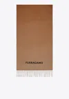 Ferragamo Logo Jacquard Cashmere Scarf In Brown