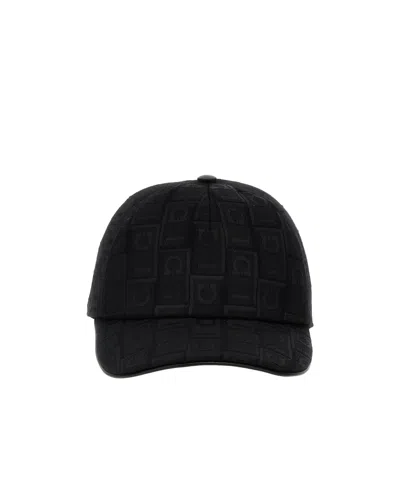 Ferragamo Logo Jacquard Hat In Black