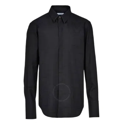 Ferragamo Logo Jacquard Long-sleeved Sports Shirt In Black