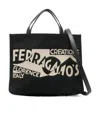 Ferragamo Logo Printed Small Tote Bag Women In Black