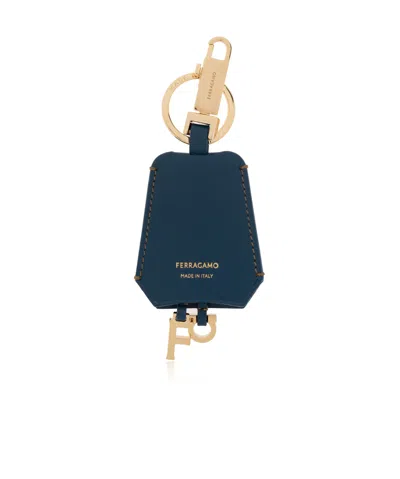 Ferragamo Logo Keychain In Blue
