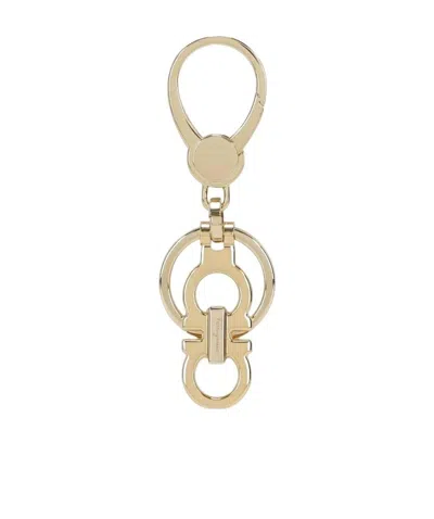 Ferragamo Logo Keychain In Nude