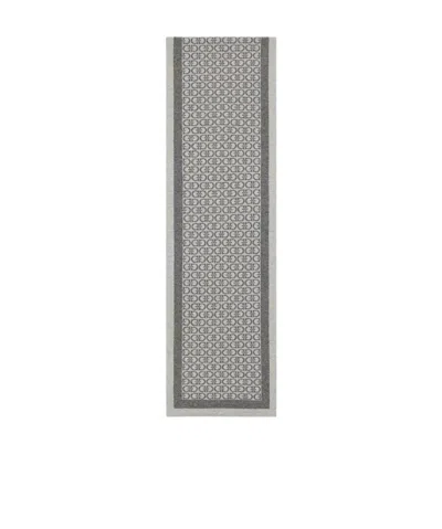 Ferragamo Logo Knitted Scarf In Gray