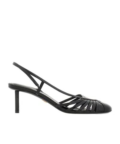 FERRAGAMO LOGO-LACED HIGH-HEELED SANDALS