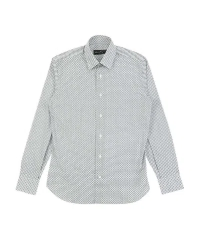 Ferragamo Logo Lapel Shirt In Gray