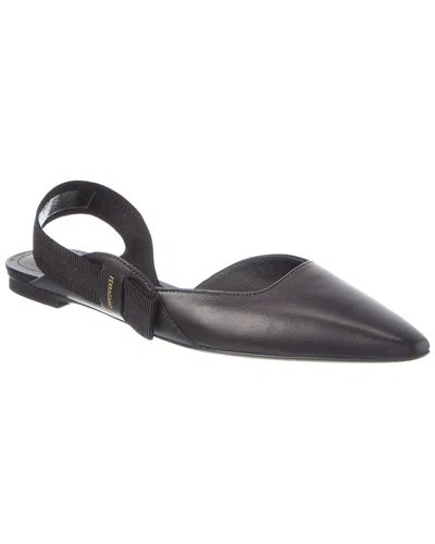 Ferragamo Logo Leather Ballet Flat In Black