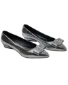 Ferragamo Logo Leather Ballet Flat In Silver