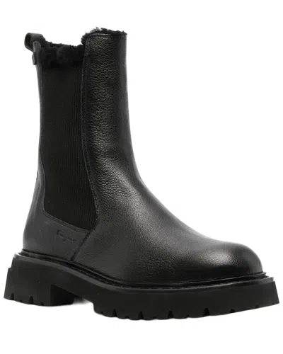 Ferragamo Logo Leather Bootie In Black