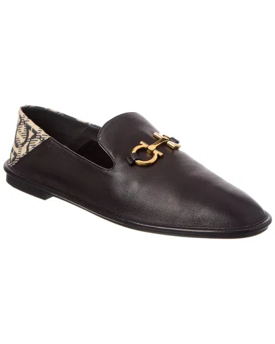 Ferragamo Logo Leather Loafer In Black