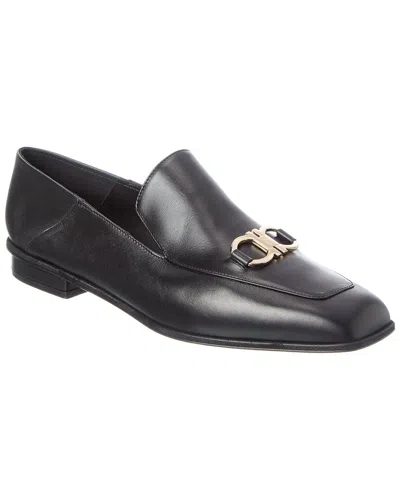 Ferragamo Logo Leather Loafer In Black