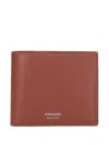 Ferragamo Brown Calfskin Leather Wallet With Embossed Logo In Brown