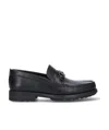 Ferragamo Leather David Loafer With Gancini Hook For Men In Black
