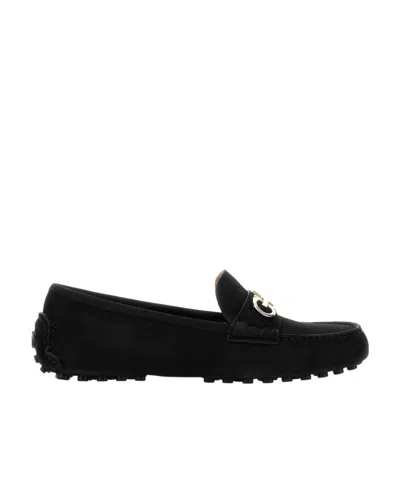 Ferragamo Logo Loafers In Black