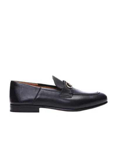 Ferragamo Logo Loafers In Black