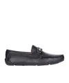 Ferragamo Mens Black Parigi Buckled Leather Driver Shoes In Black