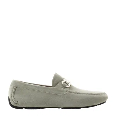 Ferragamo Logo Loafers In Ash Grey