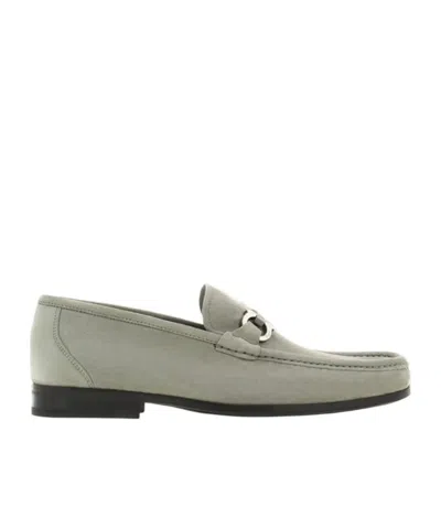 Ferragamo Logo Loafers In Gray