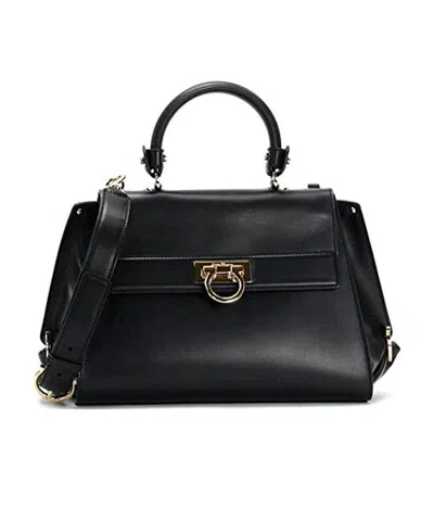 Ferragamo Logo Logo Flip Shoulder Bag In Black