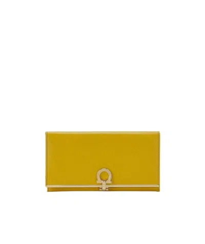 Ferragamo Logo Long Purse In Brown