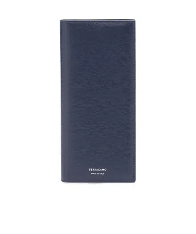 Ferragamo Logo Long Wallet In Blue