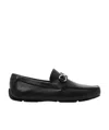 Ferragamo Men Parigi Gancini Leather Drivers Loafers Pebbled T Moro In Black