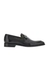 Ferragamo Men Gancini Leather Loafers In Black