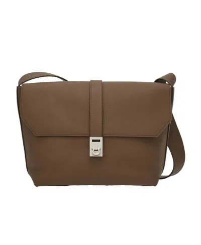 Ferragamo Logo Mailman Shoulder Bag In Brown