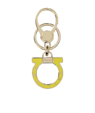 Ferragamo Logo Metal Ring Key Chain In Nude
