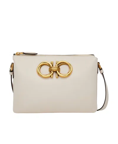 Ferragamo Logo Mini Shoulder Bag In Nude