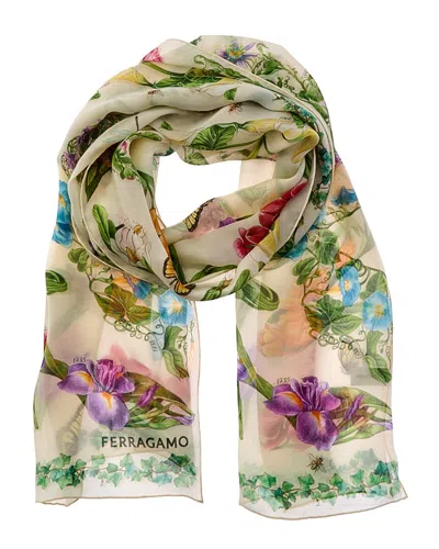 Ferragamo Logo Mini Silk Scarf In Multi