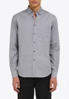 Ferragamo Logo Monogram Button-up Shirt In Gray