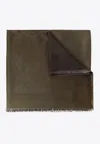 Ferragamo Logo Monogram Silk-blend Scarf In Green