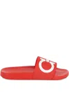 Ferragamo Logo-motif Slides In Red